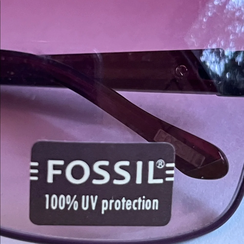 FOSSIL NWOT Addie Plum Fade 100% UV Textured Metal 56-16-130 Square Sunglass